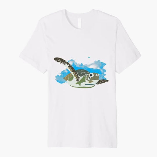Sea Turtle Swimming in Summer Blue Ocean Beach Premium T-Shirt